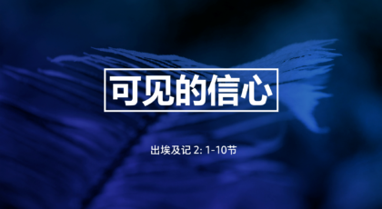 2021年5月9日 – 录像讲道:  可见的信心 出埃及記 2: 1-10节  讲员: 周莹莹姊妹