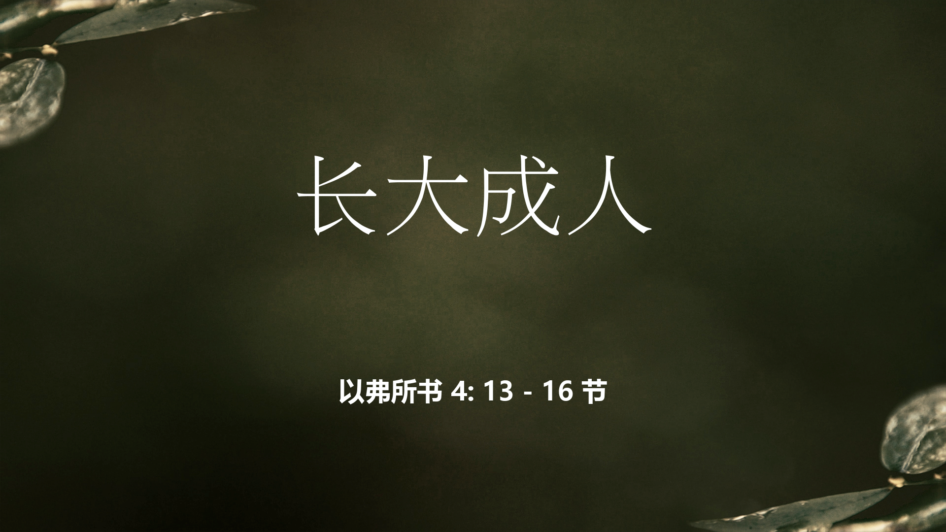 2022年8月14日 - 长大成人 - 经文: 以弗所书 4: 13 - 16 节 - 讲员 : 唐福文牧师
